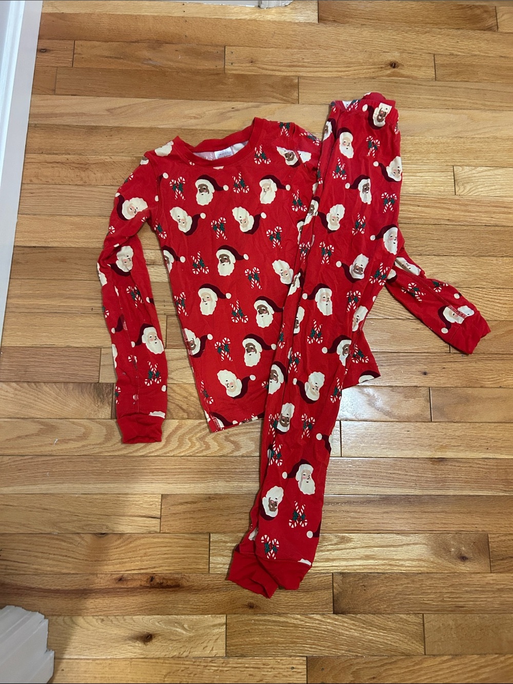 Hanna Andersson Red Santa & Candy Cane Pajama Set for Kids
